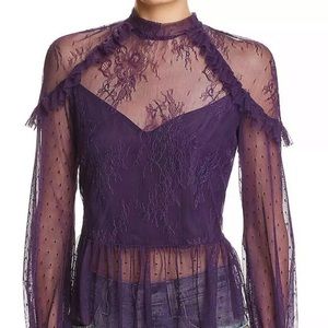 $99 Bardot Purple Lace Sleeve Top NWT